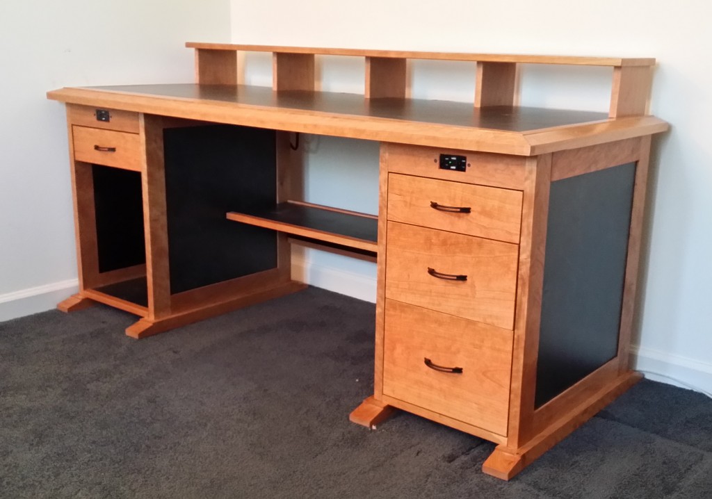 The finished desk in my home office, ready for use.