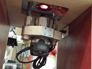 Woodpecker router lift with my PC890 motor installed (under table view)