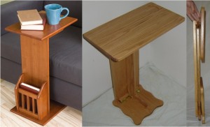 Inspirations for my snack table design.  The left is Julie's table, which she likes.  The right is a folding version with a larger table surface.