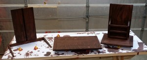 One snack table after applying dye.  The color is Trans Tint dark brown mahogany.