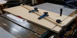 My shop made tapering sled.