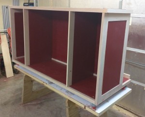 Assembled case for the rolling storage unit (front view)