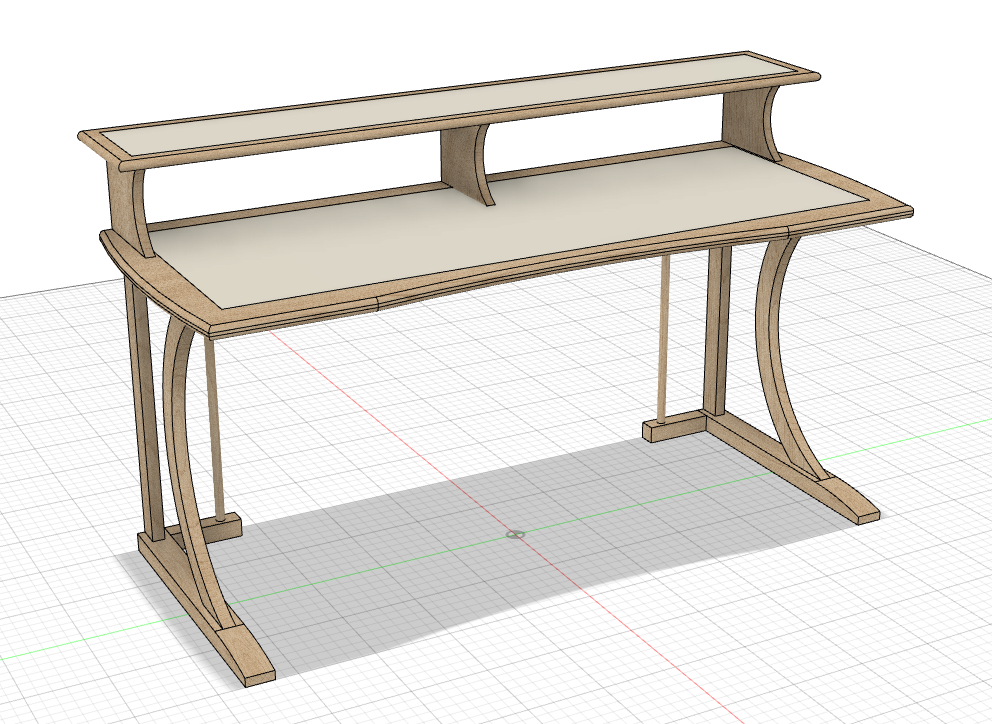 Fusion 360 drawing of the desk