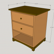 Cherry and Walnut night stand, design